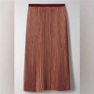 Babaton Jude Skirt- Elegant Pleated Skirt in Brown- Size S